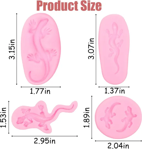 Vista 2 de Lizard Gecko - Molde para fondant, 4 unidades, moldes de silicona para dulces de chocolate para decoración de pasteles, decoración de cupcakes