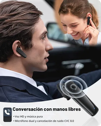 Vista 2 de ADADPU Auricular Bluetooth - V5.0 Auricular inalámbrico manos libres con micrófono dual incorporado y cancelación de ruido, 10 días de espera y 16