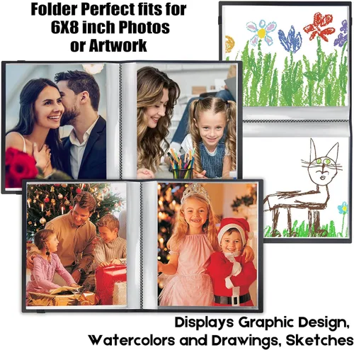 Vista 4 de Paquete de 2 álbumes de fotos de 6 x 8 con capacidad para 64 imágenes, carpeta de arte para fotos de 6 x 8, álbumes de fotos para fotos de 6 x 8