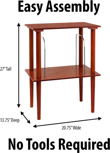 Vista 4 de Victrola Soporte de madera para centros de música de madera con estante para discos, caja de discos de madera de caoba y Victrola