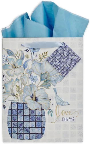 Vista 27 de Christian Art Gifts Bolsa de regalo grande de las Escrituras de Paisaje con tarjeta de felicitación y juego de papel de seda para niños: cada