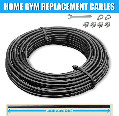 Vista 2 de Cable de polea para gimnasio en casa, cable de repuesto para máquina de cable de polea, longitud de la cuerda de alambre de 65.6/98.4 pies