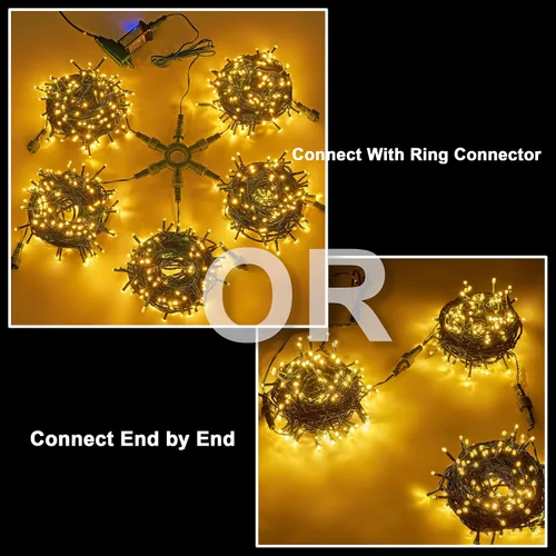 Vista 4 de LIGHTSHARE Guirnalda de luces de estrella de 750 LED de 245 pies, color blanco cálido, 8 modos de 30 V enchufables con control remoto para el hogar