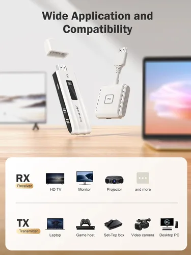 Vista 11 de Lemorele Kit de transmisor y receptor HDMI inalámbrico, extensor HDMI inalámbrico portátil, rango de 164 pies, 1080P Full HD, para transmisión