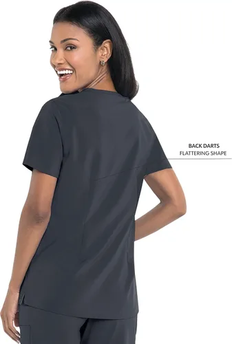 Vista 3 de Landau Womens Plus Size Urbane Performance Tailored Fit Super Stretch 3-Pocket Scrub Top 9015