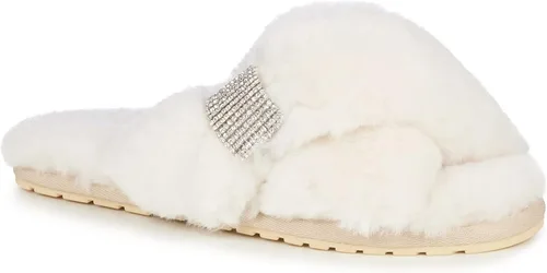 Vista 3 de EMU Australia Mayberry Crystal - Pantuflas de piel de oveja para mujer, talla 6, Natural