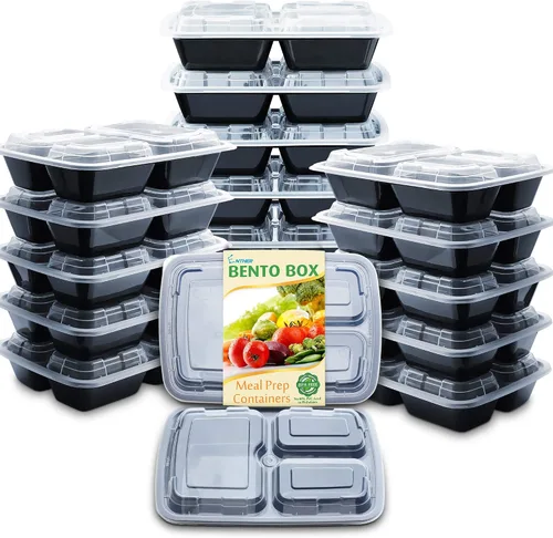 Vista 16 de Recipientes para comida preparada Enther 12 Pack 1 compartimento con tapa única, contenedores de almacenamiento de alimentos Bento, libres de BPA