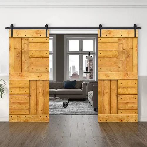 Vista 22 de TMS Serie N - Puerta corrediza interior de madera de pino anudada con kit de herrajes deslizantes (32 x 84 pulgadas, blanco)