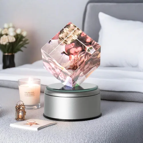 Vista 7 de Marco de fotos de cristal 3D personalizado, marco de fotos de cristal con impresión UV personalizado con tu propia foto, regalos personalizados
