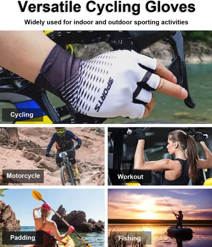 Vista 6 de Guantes de ciclismo, guantes de bicicleta de montaña, guantes de medio dedo, guantes de bicicleta para hombres, accesorios de bicicleta de montaña