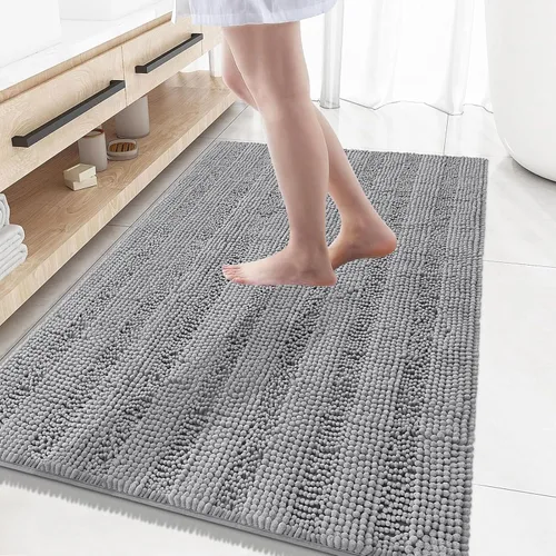 Vista 85 de Grandaily Alfombras de baño de felpilla a rayas de 24 x 16 pulgadas, extra gruesas y suaves, absorbentes, parte trasera de goma, alfombra de ducha