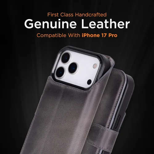 Vista 31 de Bayelon Funda tipo cartera para iPhone 15 Pro, cartera de cuero de grano completo, funda magnética desmontable, tarjetero, funda tipo cartera