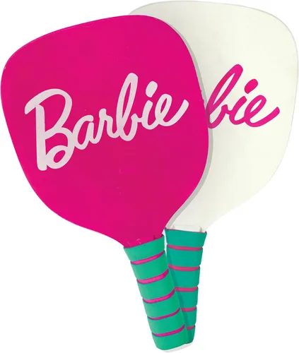 Vista 3 de Barbie Juego de pickleball para niños, incluye 2 paletas, 1 pelota y red, juego de pickleball portátil para exteriores/interiores para niñas, patio