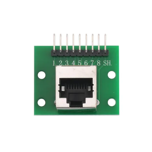 Vista 3 de Kit de adaptador de PCB de ángulo recto RJ45 de 10 piezas con cabezal de 8 pines, enchufe Ethernet vertical para proyectos de audio y redes DMX512