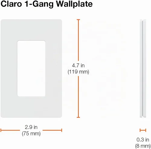 Vista 4 de Lutron Claro - Placa de pared de 1 banda (paquete de 6) CW-1-AL-6 almendra