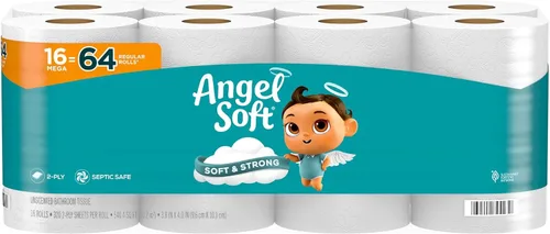 Vista 10 de Angel Soft Papel higiénico, 4 mega rollos = 16 rollos regulares, suave y resistente