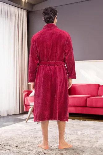 Vista 3 de Alexander Del Rossa - Bata de baño de forro polar acolchado para hombre