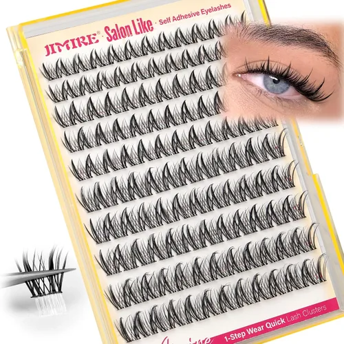 Vista 9 de JIMIRE Pestañas postizas de aspecto natural, pestañas postizas esponjosas y finas, pestañas de ojo de gato con banda fina, pestañas postizas