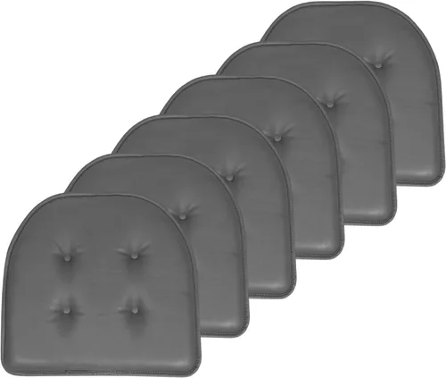 Vista 33 de Sweet Home Collection - Cojín de asiento de espuma viscoelástica y respaldo de caucho antideslizante con capitoné para silla, cojín en U, 17x16 Gris