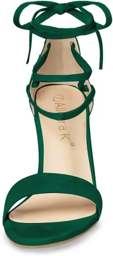 Vista 3 de Allegra K - Sandalias de tacón alto con cordones para mujer