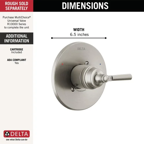 Vista 2 de Delta Faucet Saylor - Kit de moldura de válvula de ducha para sistemas de ducha y grifos de ducha de níquel cepillado, repuesto de mango de ducha