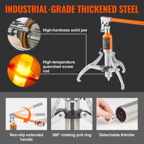 Vista 3 de VEVOR Extractor hidráulico de engranajes, separador de extracción de rodamiento de rueda de capacidad máxima de 5 toneladas, extractor de 2 o 3