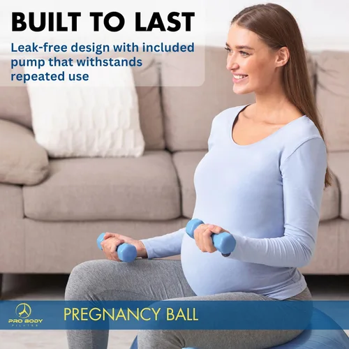 Vista 3 de ProBody Pilates Pregnancy Ball - Yoga Ball for Pregnancy with Book, Prenatal, Labor & Postnatal Maternity Exercise