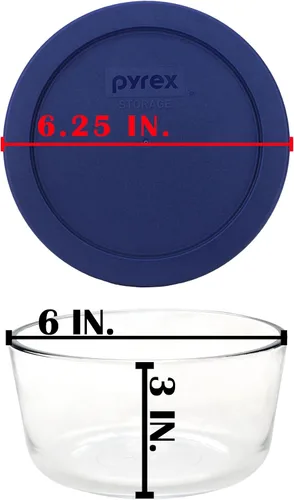 Vista 7 de Pyrex 7201 - Cuenco de vidrio de 4 tazas y tapa azul oscuro 7201-PC (paquete de 2) - Fabricado en Estados Unidos