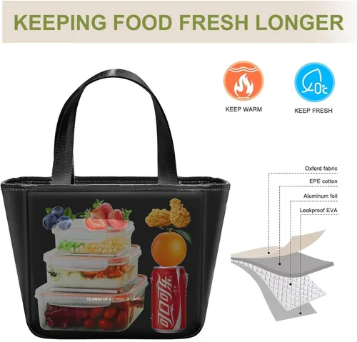 Vista 6 de Lonchera para Mujeres, Bolsa de Almuerzo para Mujeres Simple Reutilizable Aislada Bolsa Tote de Almuerzo Linda Bolsa Refrigeradora de Almacenamiento