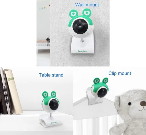 Vista 4 de CasaCam BM240 Monitor de video para bebés con pantalla táctil de 5 pulgadas y cámara HD clip, audio bidireccional, canciones de cuna, luz nocturna