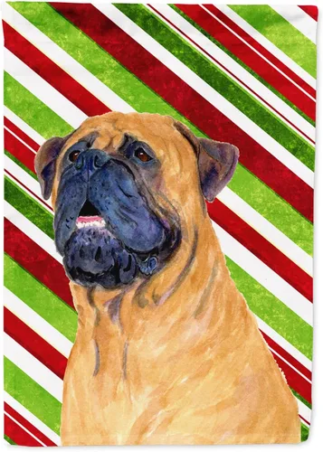 Vista 182 de Caroline's Treasures SC9334GF - Bandera decorativa para jardín, diseño de bastón de caramelo inglés, diseño de bulldog inglés, tamaño jardín