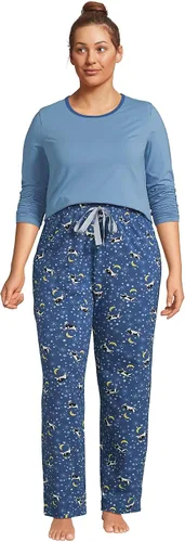 Vista 4 de Lands' End Women's Knit Pajama Set Long Sleeve T-Shirt and Pants