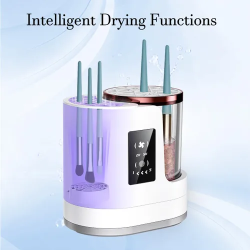 Vista 10 de Máquina limpiadora y secadora de brochas de maquillaje eléctrica, herramienta automática de limpieza profunda 3 en 1 con limpiador de brochas