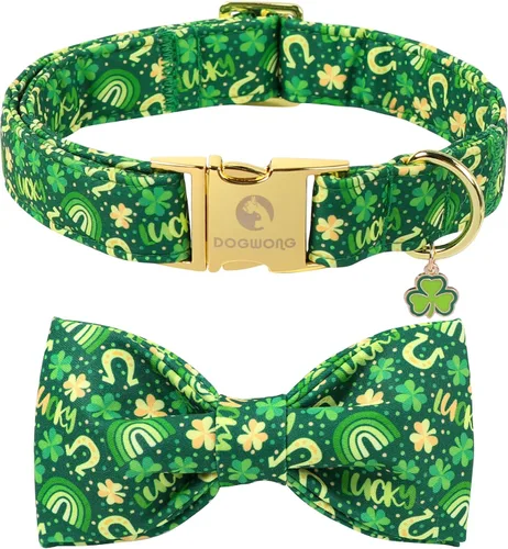 Vista 39 de DOGWONG Collar de otoño para perro con lazo, collar de moño para perro de Acción de Gracias, collar ajustable de algodón de otoño con hoja de arce