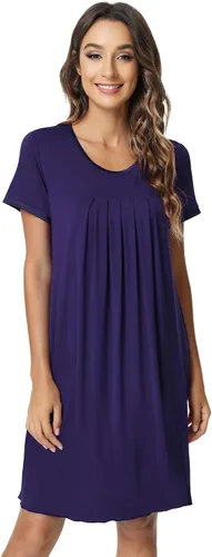 Vista 20 de NACHILA Nightgowns for Women-Viscose Made from Bamboo, Pleated Sleepwear. A-aqua Green