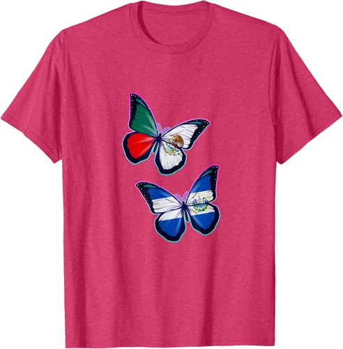 Vista 24 de Raíces biculturales de El Salvador y México. Versión mariposa Camiseta, Negro