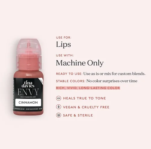 Vista 5 de Pigmentos profesionales para labios de Tina Davies Envy & Lust - Maquillaje labial permanente - Colores que cicatrizan fieles al tono - Alta Canela