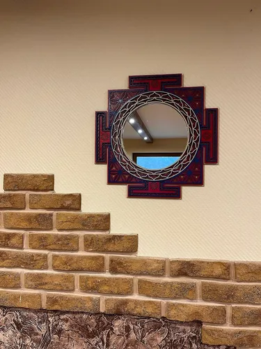 Vista 5 de BHDecor Espejo para decoración de pared para el hogar, marco tallado con láser de varias capas, elegante mandala de madera para colgar, paneles