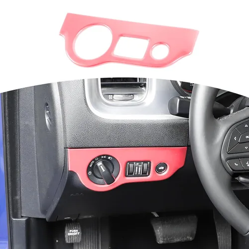 Vista 12 de RT-TCZ para Dodge Challenger 2015 en adelante, Panel de interruptor de faro Challenger, Cubierta de recorte para interior azul, Accesorios 1 pieza
