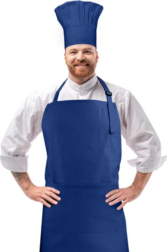 Vista 11 de Conjunto de delantal y sombrero de chef, sombrero de chef con cinta Negro