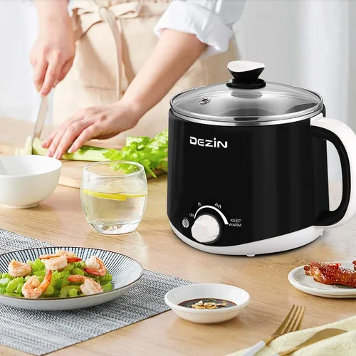Vista 9 de Dezin Olla caliente eléctrica de 2L y cocina rápida de fideos de 1.6L