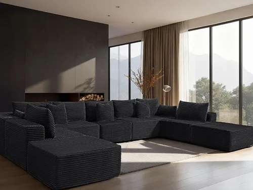 Vista 27 de Sofá modular de gran tamaño de 108 pulgadas, cómodo sofá deshuesado en forma de U para sala de estar, asientos extra profundos, sin montaje, sofá
