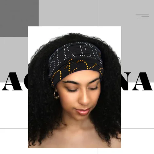 Vista 5 de Diademas anchas de diamantes de imitación elásticas para senderismo, turbante negro, bandas para la cabeza de entrenamiento deportivo, bandas