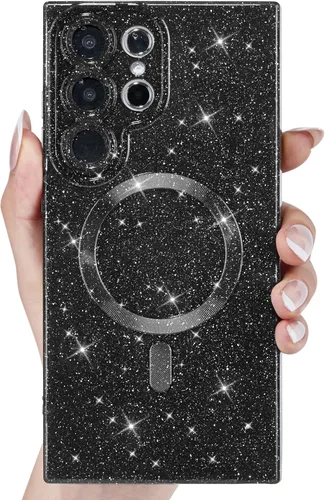 Vista 27 de Svanove Funda magnética con purpurina para Samsung Galaxy S22, compatible con Magsafe Cute, brillante, brillante, estética, dura y brillante