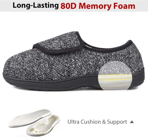 Vista 4 de LongBay Pantuflas de casa para diabéticos para hombre, de espuma viscoelástica, cómodas, extra anchas y antideslizantes