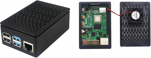 Vista 4 de DIGISHUO Raspberry Pi 4B Modelo B 4GB RAM Kit de bricolaje con estuche Ventilador de refrigeración Pi Tarjeta SD San Disk 64G Micro-SD Cable