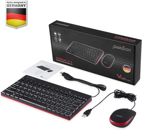 Vista 7 de Perixx PERIDUO-212 ES Teclado y ratón pequeños con Cable, 12 Teclas Multimedia, Negro, Configuración Española