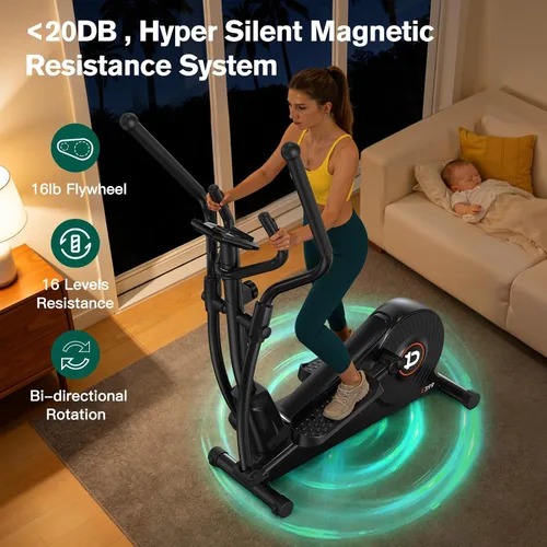 Vista 3 de pooboo Elliptical Exercise Machine,Elliptical Machine for Home with Hyper-Quiet Magnetic Driving System&LCD Monitor, Elliptical Trainers with