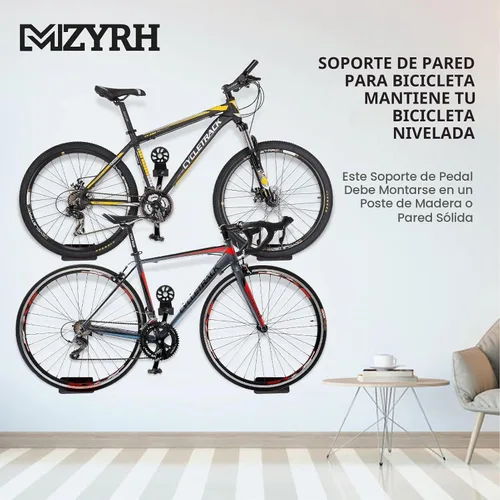 Vista 2 de MZYRH Soporte de pared resistente para bicicleta, acero inoxidable, 1 paquete, negro Negro 1 paquete