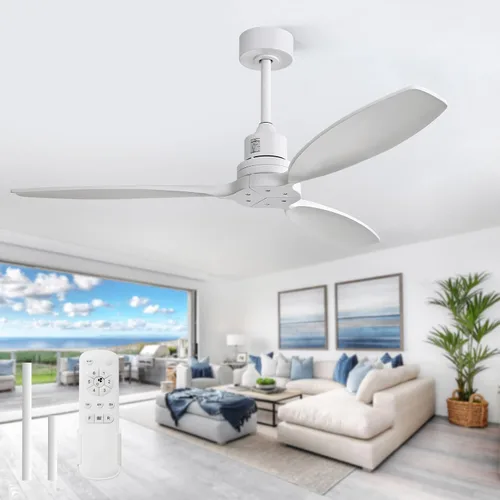 Vista 18 de Sofucor Ventilador de techo con luces y control remoto, ventilador de techo de madera LED moderno de 52 pulgadas con varillas descendentes